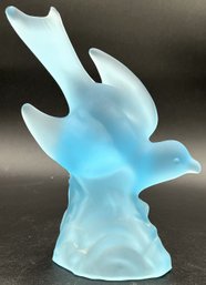 Frosted Blue Glass Bird Figurine - (P)