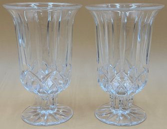 Cut Glass Hurricanes (set Of 2) - (K)