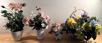 Lovely Faux Flower Arrangements With 3 Ceramic Pots - (FRH)