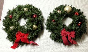 2 Christmas Wreaths In Storage Bags - (B5)