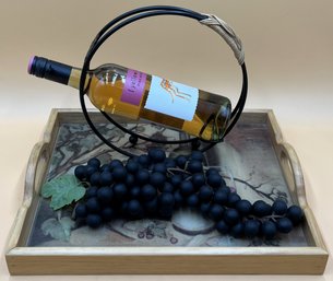 Wine Themed Tray & Wine Holder - (K)