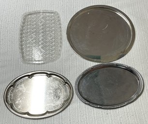 3 Metal Platters & Plastic Platter - (B5)