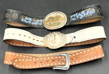 3 Leather Belt Woth Beautiful Buckles - (B5)