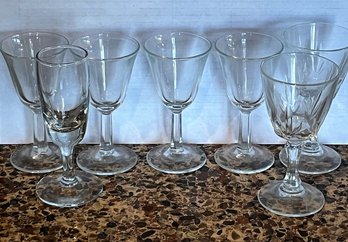 Lot Of 7 Assorted Cordial Glasses