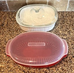 Kitchen Aide Microwaveable  Steamer And Lidded Corningware Stoneware