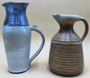 Artist Signed Ceramic Pitchers - (K)