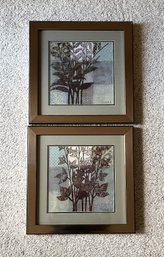 2 Metal Framed Plant Design Artwork By N. Wyatt Jr.