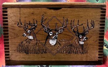 Wood Deer Design Rope Handled Crate Ammo Trunk - (A5)