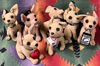 Lot Of 7 Taco Bell Chihuahua Stuffed Animals - (A5)