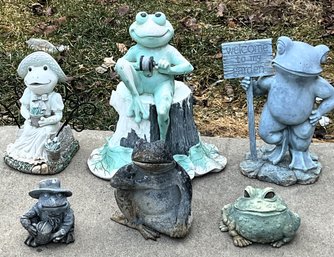 6 Assorted Frog Outdoor Decorations - (BY)
