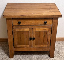 Wood Nightstand - Cabinet & Drawer