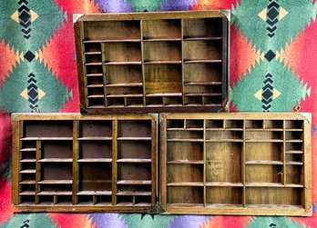 3 Vintage Wood Cubby Hanging Display Boxes - (A2)