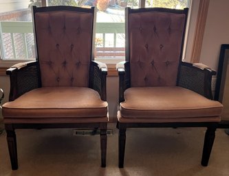 Set Of Chairs -Wood, Cane Work & Upholstery - (LR)