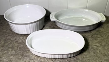 Corningware & 2 Creuset Baking Dishes - (LR)