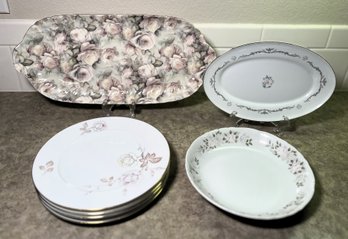 Ceramic & Porcelain Dishes With Floral Motifs - (K)