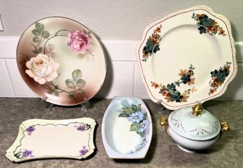 Vintage Hand Painted Porcelain Dishes - (K)