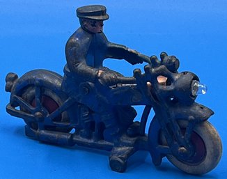 Rare Vintage Hubley Cast Iron Motorcycle Police Motorcycle Battery Operated Light - (A2)