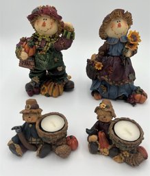 Fall Scarecrow Combo - 2 Figurines & 2 Candles