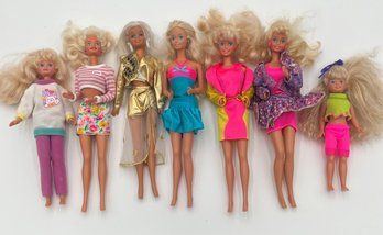 Lot Of 7 Barbie Dolls - Comes With Barbie Fashion Trunk & Bonus 2 Kens