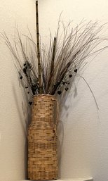 Tall Wicker Floor Vase With Dried Floral/bamboo - (U)
