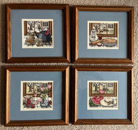4 Cross Stitch Kitchen Scenes Frames - (D)
