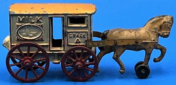 Vintage Cast Iron Horse & Milk Wagon - (TR5)