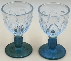 Vintage Avon 'Emerald Accent' Cordial Glasses - (K1)