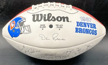 1987 Denver Broncos Team Signed Wilson NFL Football 40 Signatures - Letter Of Authenticity