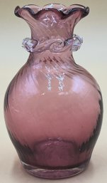 Vintage Pilgram Glass Co. Cranberry Glass Bud Vase - (K1)