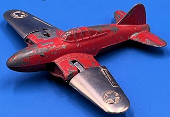 Vintage Hubley Kiddie Toy Metal Folding Wing Airplane - (TR6)
