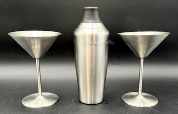 Stainless Steel Martine Glasses & Shaker 'Camping Gear' - (DRH)