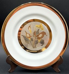 Chokin Plate With Lillies & Butterfly - (DR)
