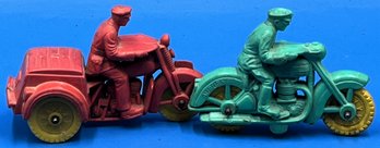 Lot Of 2 Vintage Auburn Rubber Police Motorcycle & Riders  - (TR1)