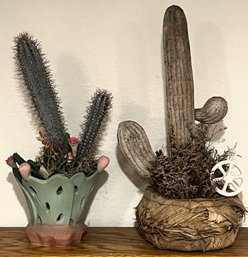 2 Faux Cactus Decorations - (B)