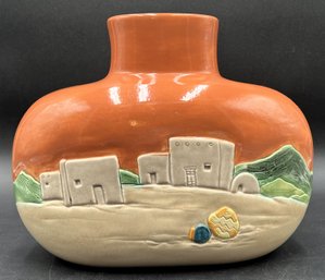 Ceramic Pottery With Adobe Houses - (DH)