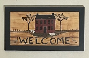 'Welcome' Barn Picture In Wood Frame
