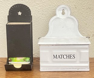 Lot Of 2 Metal Match Box Holders