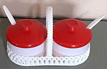 Vintage Dialene Better-Maid England Retro Plastic Preserve/Condiment Caddy Set