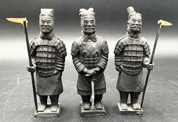 Set Of 3 Terracotta Warriors Figurines From Ancient China - (DRH)