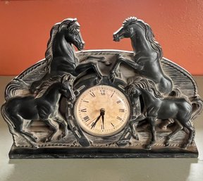 Vintage Home Interiors & Gifts Horses Mantle Wall Clock - Plastic