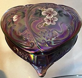 Vintage Fenton Carnival Glass Heart Trinket Box