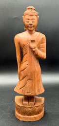 Carved Wood Buddha Statuette - (DRH)