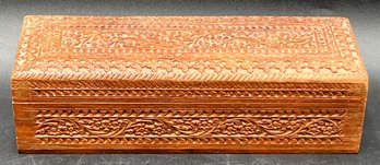 Carved Wood Rectangular Keepsake Box - (B)