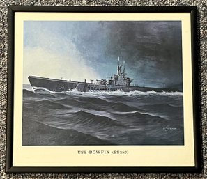 Wood Framed USS Bowfin (SS287) Print - (B)
