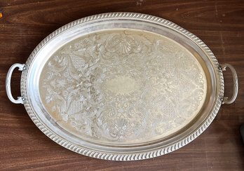 Vintage Silverplate Oval Serving Tray With Handles