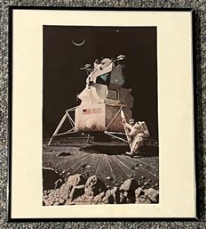 Metal Framed Norman Rockwell Moon Landing Print - (B)