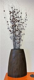 Bronze Colored Metal Vase With Arrangement