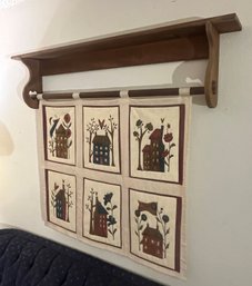 Handmade Quilted Wall Hanging With Shelf