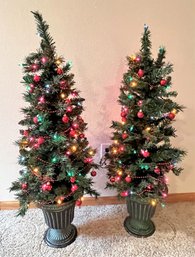 Set Of Lighted Faux Christmas Trees #2