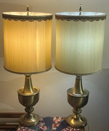Set Of 2 Large Vintage Metal Table Lamps